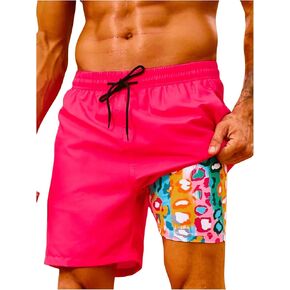 Floerns Men's Swim Trunks with Compression Quick Dry Shorts Swim Board Shorts in Kuwait