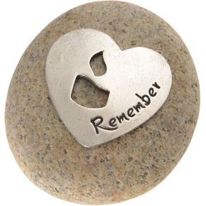 Sympathy Remembrance Gift – Pewter Plate on a River Stone with Candle Motif – Nice Addition to a Memorial Garden to Commemorate The Loss of a Loved One