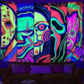 ARTCREATOR Blacklight Mushroom Tapestry Flower Plant Tapestry Wall Hanging, UV Reactive Tapestries Glow in The Dark Tapestry Hippie Tapestry for Bedroom Wall Hanging Trippy Room Decor (30" x 40")