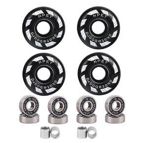 NPET 52mm Blank Skateboard Wheels/ABEC-11 Speed Bearings& Spacers (Black)