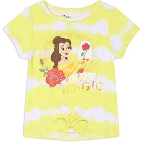 Disney Girl's Beauty and The Beast Short Sleeves Tee Shirt for Kids, Belle Print