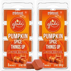 Glade Holiday Wax Melts Cubes, Pumpkin Spice Limited Edtion Scented Wax Melts for Wax Warmer and Christmas Home Fragrance, 8 Count (Pack of 2), Orange