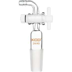XCD Lab Glass Adapter, Vacuum Flow Control Adapter with PTFE Stopcock, 24/40 Joint and Bent Hose Connection for Laboratory Supply in Saudi Arabia