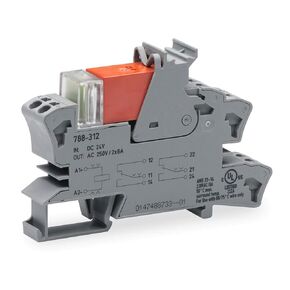 WAGO 788-312 MODULE WIDTH: 15 MM, 2 CHANGEOVER CONTACTS, 2.50 MM, LIMITING CONTINUOUS CURRENT: 8 A, GRAY, REPLACES 788-334, RELAY MODULE, RED STATUS INDICATOR, NOMINAL INPUT VOLTAGE: 24 VDC