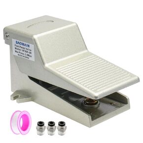 Baomain Pneumatic Foot Pedal Valve VF200-08 1/4"PT 3 way 2 Position momentary Nonslip Air Switch with Pneumatic Fittings