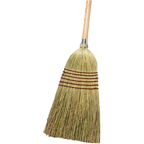 Corn Broom with Wood Handle Heavy Duty Indoor Outdoor Broom (1 1/4 Inch Handle)