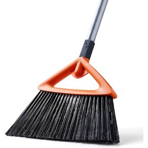 Outdoor Brooms for Sweeping Patio, Commercial Grade Heavy Duty Broom with Stiff Bristle for Sweeping Garage,Deck,Kitchen,Straw, Outside Broom for Cleaning Pet Hair,Weeds,Leaves,Grey
