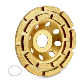 QWORK 4-1/2" Double Row Segmented Diamond Concrete Grinding Wheel for Stone, Concrete, Marble, Granite - Suitable for Angle Grinders and Grinding Machines