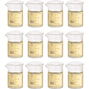 PATIKIL 25ml Low Form Glass Beaker, 12Pcs 3.3 Borosilicate Glass Beakers Graduated Measuring Cup with Spout for Lab Experiment, Cooking and Baking, Clear