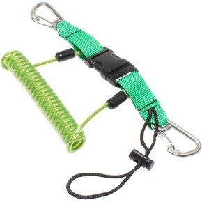 Premium Scuba Diving Retractable Lanyard – Double Head 316 Stainless Steel Clip, Spiral Core, Anti-Loss, Quick-Release Buckle for Secure Diving (Green)