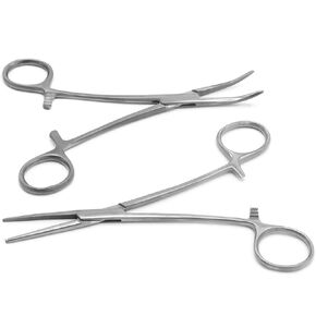 Pair of Fishing Forceps, Straight and Curved, Stainless Steel - Ideal Fishing Pliers for Any Fishing Tackle Kit