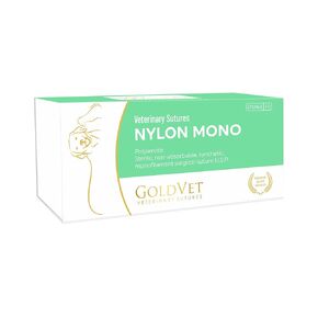 Nylon Veterinary Suture 3-0, 3/8 Round 24mm Reverse Cutting Needle (Comparable to Ethilon), 35"