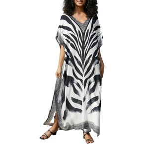 Eddoyee Chiffon Loose Kaftan Dresses for Women Beach Caftan Swimsuit Cover Up