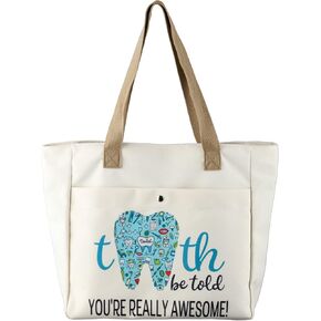 CMNIM Dental Makeup Bag Dental Hygienist Gifts Dentist Dental Assistant Graduation Gifts for Women Dentist Thank You Cosmetic Bag Tooth Be Told You're Really Awesome (Dental Two Pockets TB)
