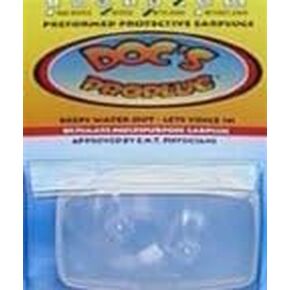 Doc's ProPlugs - Preformed Protective Earplugs (pair) Clear, Vented, with Leash. Ear Protection for Musicians, Scuba Diving, Snorkeling, Swimming, & Surfing - Size Small