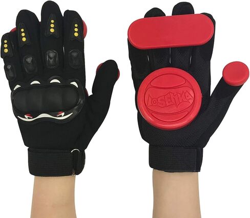 Longboard Slide Gloves Downhill Standard Skate Gloves with 2 Slider Puck Set(Red) in Kuwait