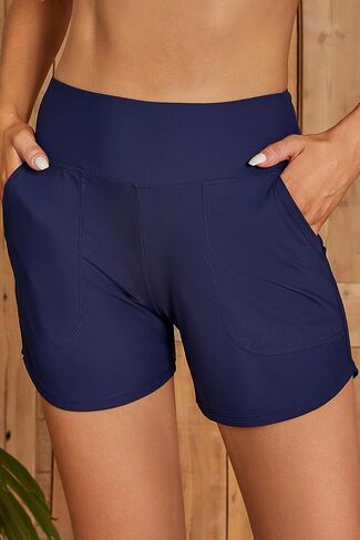 SHEKINI Women's Swim Shorts 5" Quick Dry Board Shorts High Waisted Swimsuits Trunks with Pockets in Saudi Arabia