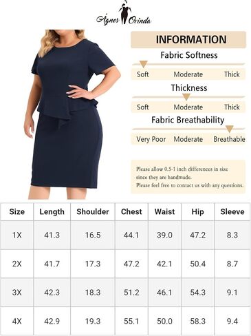 فساتين Agnes Orinda مقاس كبير من Peplum Bodycon للنساء بأكمام قصيرة وفستان مكشكش للعمل in Kuwait