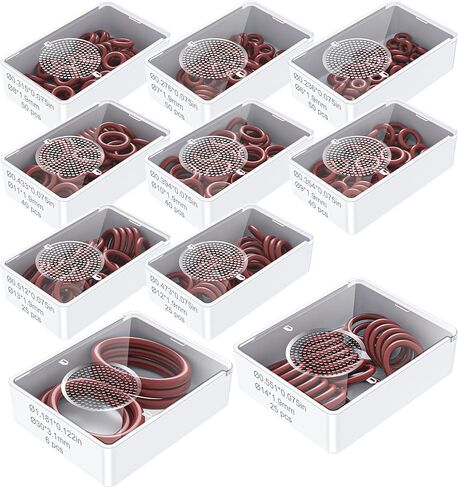Silicone Sealing Gasket O-Ring - Resist Oil and Heat Round O-Rings Rubber Assortment Set for Auto,Plumbing and Faucet, 10 Different Sizes Total 351 Pcs in Saudi Arabia