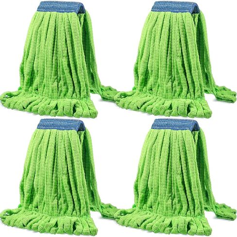 4 Pcs Commercial Mop Head Replacement Tube Microfiber Mop Heads for Floor Cleaning Industrial Mop Heads Looped End Wet Mop Head Refill for Home Commercial Industrial Use (Fruit Green,Large) in Saudi Arabia