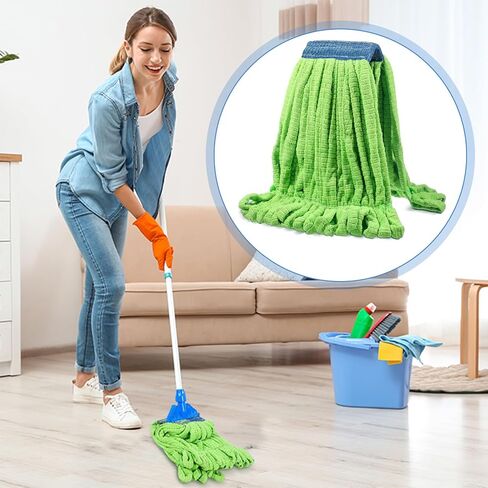 4 Pcs Commercial Mop Head Replacement Tube Microfiber Mop Heads for Floor Cleaning Industrial Mop Heads Looped End Wet Mop Head Refill for Home Commercial Industrial Use (Fruit Green,Large) in Saudi Arabia