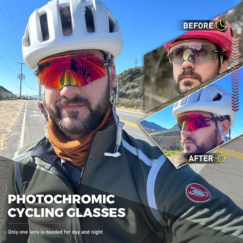 KAPVOE Photochromic Cycling Glasses Men Mountain Bike Sunglasses Women MTB Riding Glasses Motorcycle Goggles Clear Glasses in Saudi Arabia