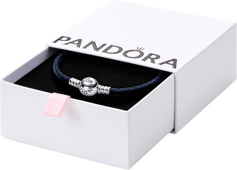 Pandora Moments Round Clasp Blue Braided Leather Bracelet, With Gift Box in Saudi Arabia