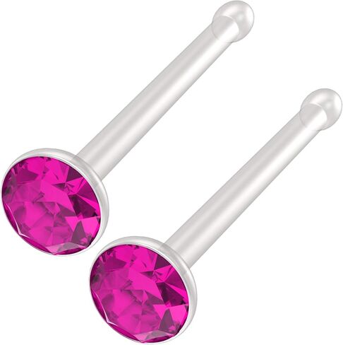 2pc 20g Bioflex Nose Bone Bioplast Cubic Zirconia 1mm Micro Flat Flexible Bendable Straight Nostril in Kuwait