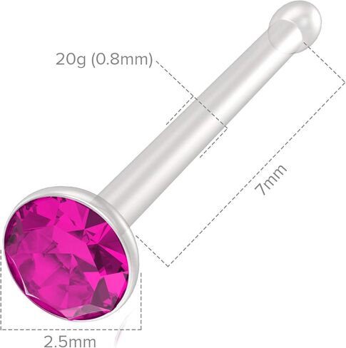 2pc 20g Bioflex Nose Bone Bioplast Cubic Zirconia 1mm Micro Flat Flexible Bendable Straight Nostril in Kuwait