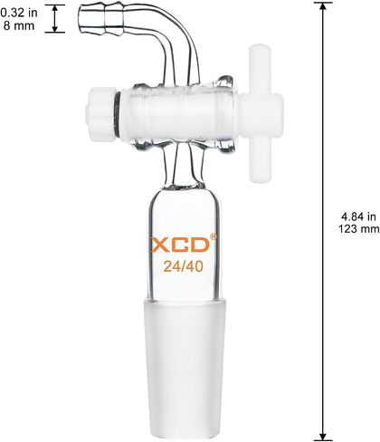 محول زجاجي XCD Lab، محول التحكم في تدفق الفراغ مع محبس PTFE، وصلة خرطوم مشتركة ومنحنية 24/40 لإمدادات المختبر in Saudi Arabia