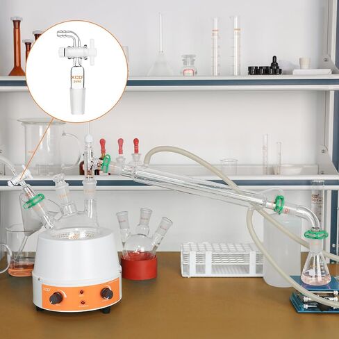 محول زجاجي XCD Lab، محول التحكم في تدفق الفراغ مع محبس PTFE، وصلة خرطوم مشتركة ومنحنية 24/40 لإمدادات المختبر in Saudi Arabia