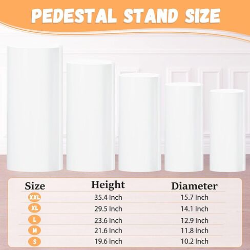 White Cylinder Stand for Party Pedestal Stand Set of 3 Cylinder Stands Round Cylinder Pedestal Stands for Parties Dessert Table Display Pillars Cake Stand Cylinder for Wedding Birthday Props in Saudi Arabia