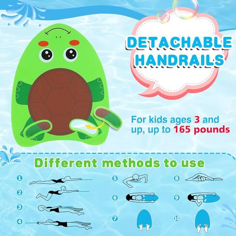 قطعتان من لوح السباحة المضحك للأطفال - لوح مساعدة للتدريب على السباحة مع فتحات درابزين، لوح سباحة آمن لليونيكورن والسلحفاة، تدريب مساعد للمبتدئين والأطفال في حفلات حمام السباحة الصيفية in Kuwait