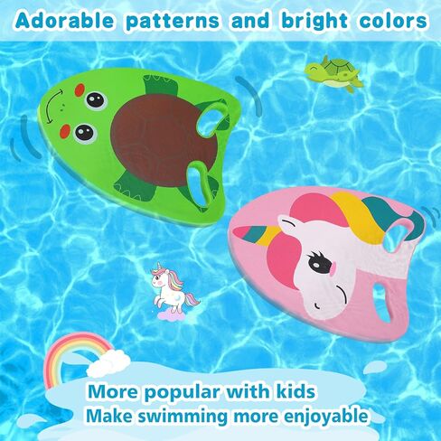 قطعتان من لوح السباحة المضحك للأطفال - لوح مساعدة للتدريب على السباحة مع فتحات درابزين، لوح سباحة آمن لليونيكورن والسلحفاة، تدريب مساعد للمبتدئين والأطفال في حفلات حمام السباحة الصيفية in Kuwait