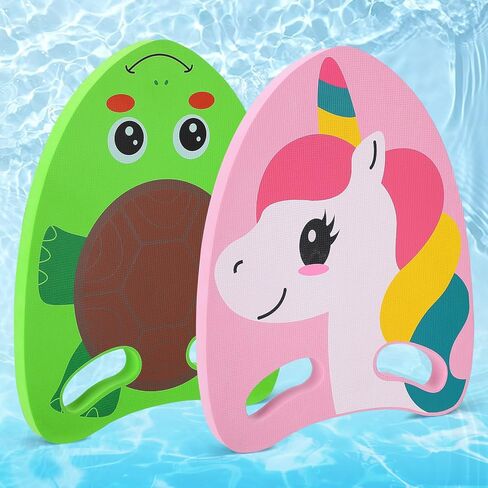 قطعتان من لوح السباحة المضحك للأطفال - لوح مساعدة للتدريب على السباحة مع فتحات درابزين، لوح سباحة آمن لليونيكورن والسلحفاة، تدريب مساعد للمبتدئين والأطفال في حفلات حمام السباحة الصيفية in Kuwait