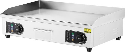 VEVOR Commercial Electric Griddle, 4400W Countertop Flat Top Grill, 122℉-572 ℉ Adjustable Temp, 28.74 x 15.75 x 0.39in Stainless Steel Griddle Grill with 2 Shovels and 2 Brushes for Home or Restaurant in Saudi Arabia