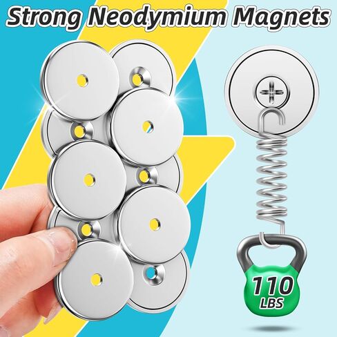 Strong Magnets with Holes, 10Pack 40LBS Neodymium Round Cup Magnets with Screws, Rare Earth Magnets for Wall Mounting, Disc Magnets Countersunk Hole for Kitchen Garage Holding Tools DIY Crafts in Saudi Arabia
