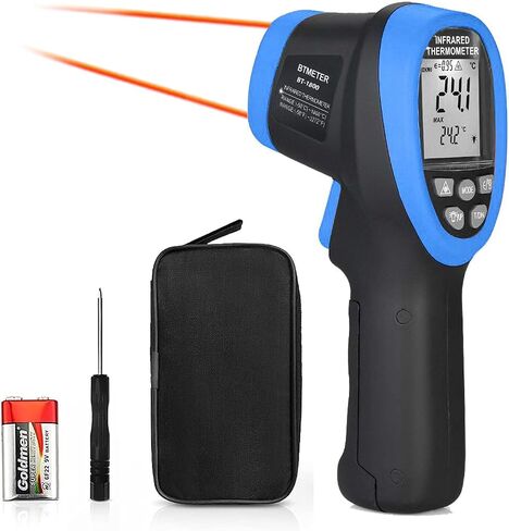 BTMETER BT-1800C البيرومتر -58 درجة فهرنهايت ~ 3272 درجة فهرنهايت (-50 ~ 1800 درجة مئوية) مسدس درجة حرارة الأشعة تحت الحمراء، D:S 50:1 مقياس حرارة عالي الحرارة بالأشعة تحت الحمراء لصهر المعادن في فرن HVAC الصناعي (ليس لدرجة الحرارة البشرية) in Kuwait