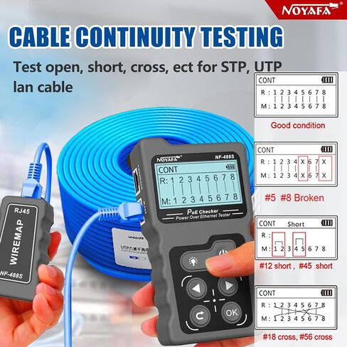 NOYAFA nf-488 poe Tester Network Cable Tester & Network Cable Continuity Checking/Power Over Ethernet Voltage Current Tester in Saudi Arabia
