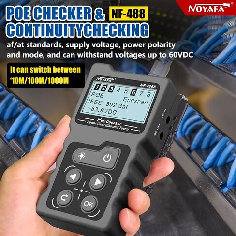NOYAFA nf-488 poe Tester Network Cable Tester & Network Cable Continuity Checking/Power Over Ethernet Voltage Current Tester in Saudi Arabia