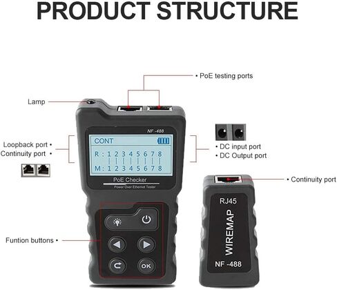NOYAFA nf-488 poe Tester Network Cable Tester & Network Cable Continuity Checking/Power Over Ethernet Voltage Current Tester in Saudi Arabia