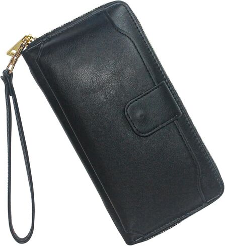 محفظة معصم نسائية من Heaye مع حامل للهاتف الخلوي بسحاب حول المحفظة من البولي يوريثان باللون البني الفهد in Kuwait