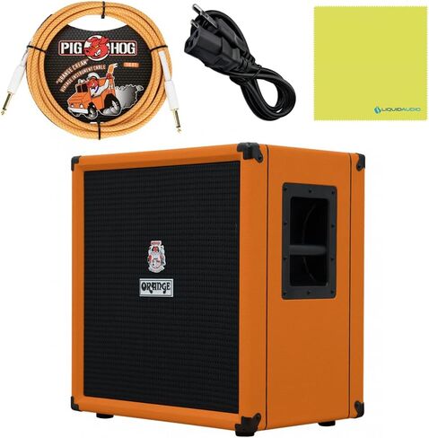 Orange Amps Crush Bass 100 1x15 100 وات مجموعة باس برتقالية مع كابل أدوات Pig Hog Orange Crème 2.0 وكابل طاقة وقطعة قماش لتلميع الصوت السائل in Saudi Arabia
