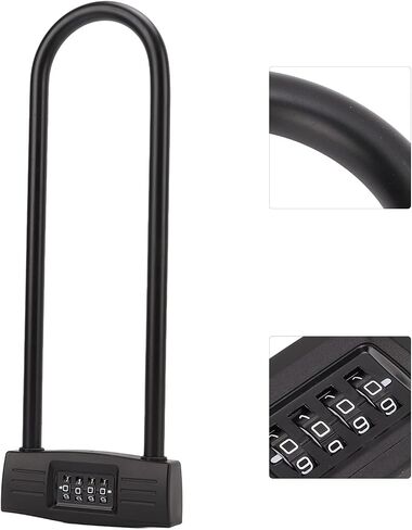 Bike U Lock, Lengthen 4 Digit Combination Resettable Padlock, Sturdy And , Suitable for , Electric Scooter in Saudi Arabia