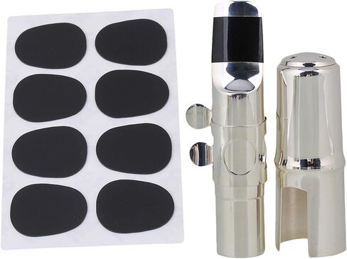 قطعة الفم بستيناي سوبرانو ساكسفون 7 # فضية مطلية بالنيكل 8 قطع وسادات أسنان سوداء 0.5 ملم بيضاوية in Kuwait