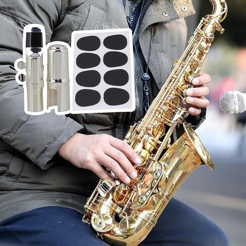 قطعة الفم بستيناي سوبرانو ساكسفون 7 # فضية مطلية بالنيكل 8 قطع وسادات أسنان سوداء 0.5 ملم بيضاوية in Kuwait