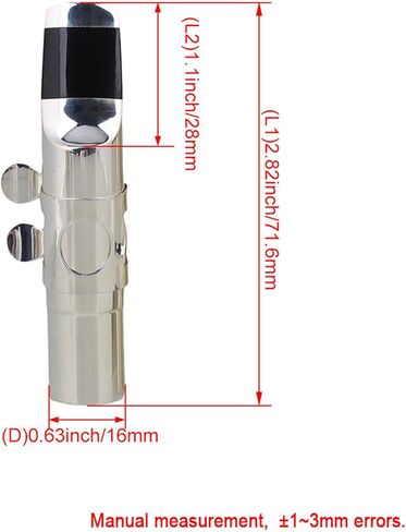 قطعة الفم بستيناي سوبرانو ساكسفون 7 # فضية مطلية بالنيكل 8 قطع وسادات أسنان سوداء 0.5 ملم بيضاوية in Kuwait