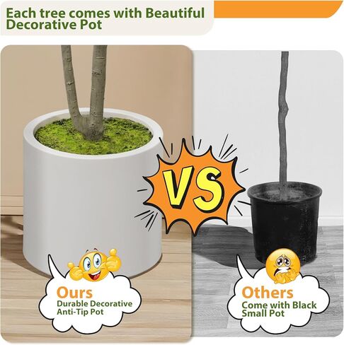 2Pack Tall Faux Olive Tree, 6FT Olive Trees Artificial Indoor with Large White Planter and Natural Wood Trunk and Realistic Leaves, Fake Olive Tree for Home House Office Décor in Kuwait