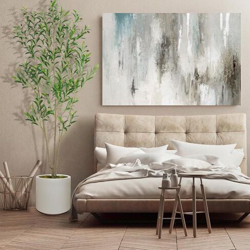 2Pack Tall Faux Olive Tree, 6FT Olive Trees Artificial Indoor with Large White Planter and Natural Wood Trunk and Realistic Leaves, Fake Olive Tree for Home House Office Décor in Kuwait