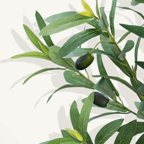 2Pack Tall Faux Olive Tree, 6FT Olive Trees Artificial Indoor with Large White Planter and Natural Wood Trunk and Realistic Leaves, Fake Olive Tree for Home House Office Décor in Kuwait